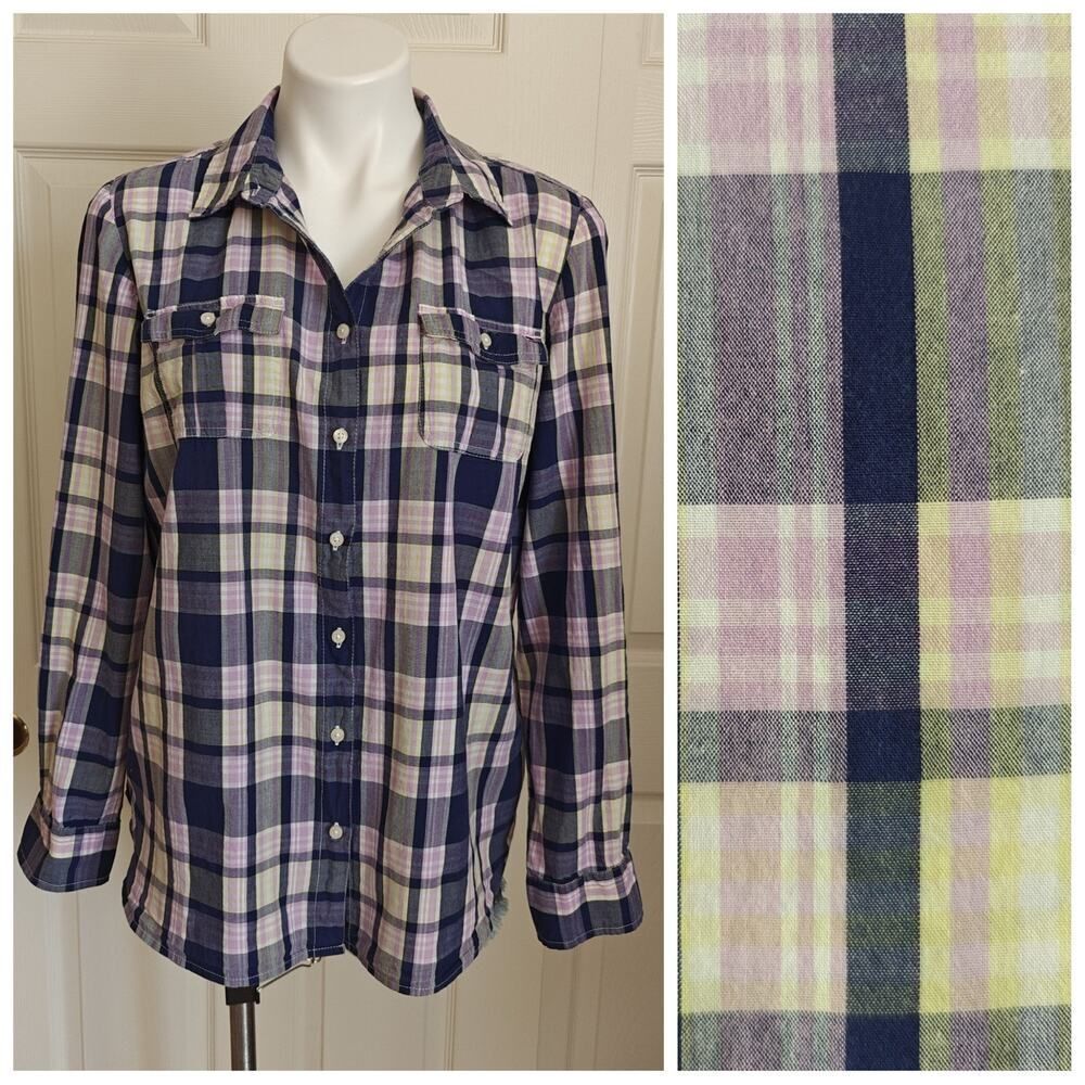 Tommy Hilfiger plaid roll-tab button-down shirt sz XL